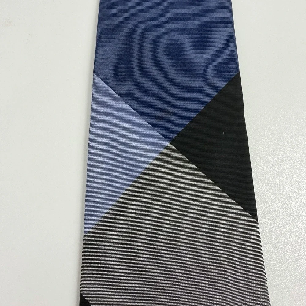 Burberry London Recent Tie Nova Check Plaid Blue/Black Silk Cotton 3.25